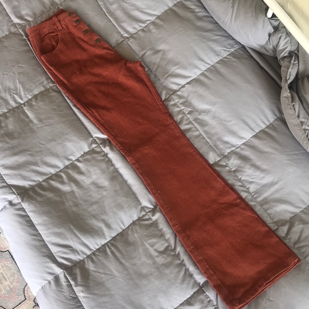 Burnt orange high waist corduroy pants